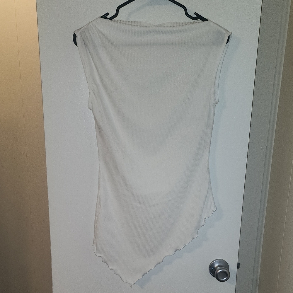 Fashion Nova White Asymmetrical Tank Top